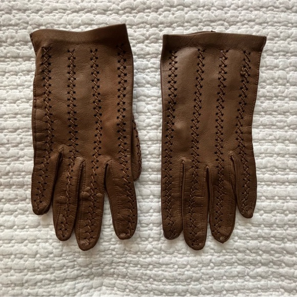 Italian Tan Leather Driving Gloves Women’s Small Vintage - Picture 1 of 4